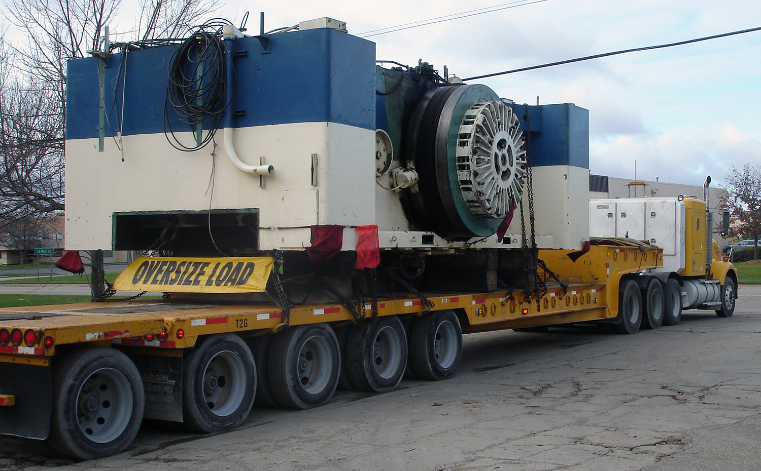 Transportation heavy haul relocation of a Danly stamping press crown